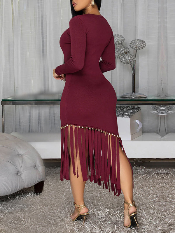 Fringe Combo Bodycon Dress
