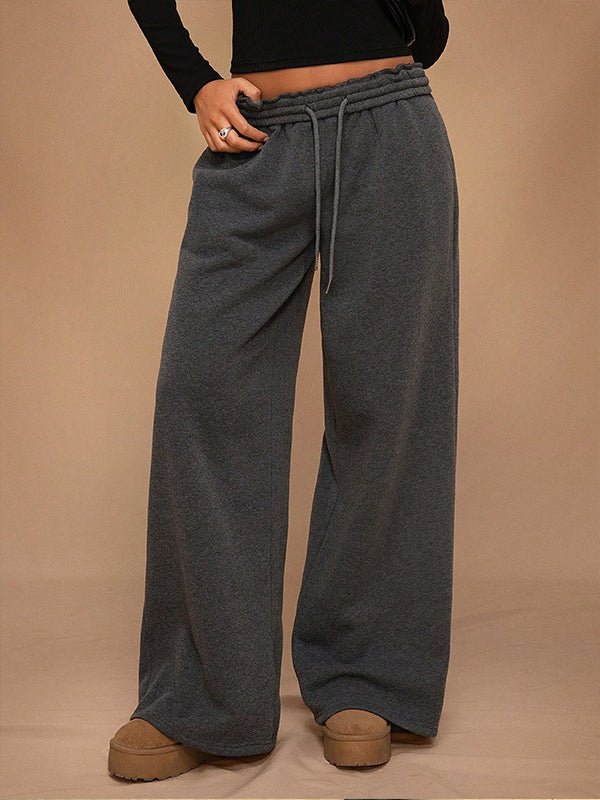 Solid Wide-Leg Sweatpants