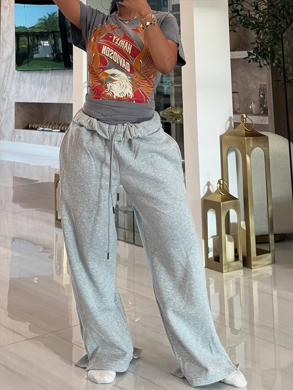 Solid Wide-Leg Sweatpants