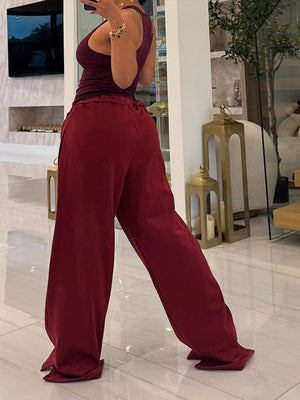 Solid Wide-Leg Sweatpants