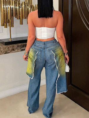 Spraying Overlap Jeans