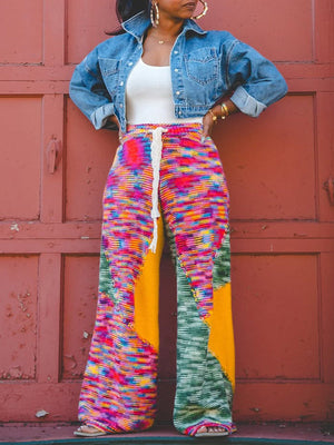 Colorblock Wide-Leg Pants