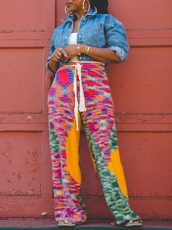 Colorblock Wide-Leg Pants