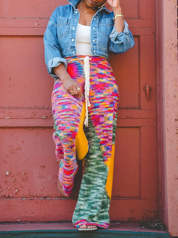 Colorblock Wide-Leg Pants