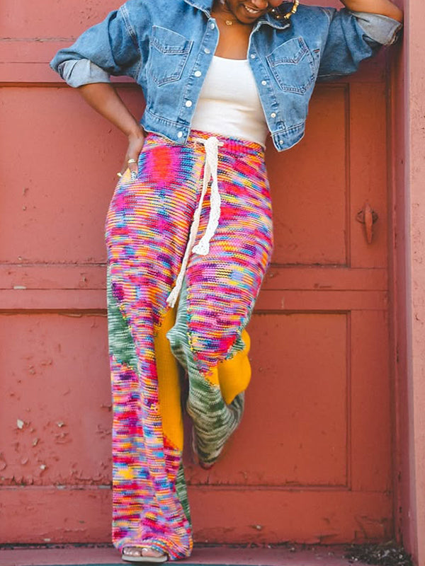 Colorblock Wide-Leg Pants