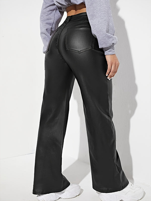 Faux-Leather Straight Pants