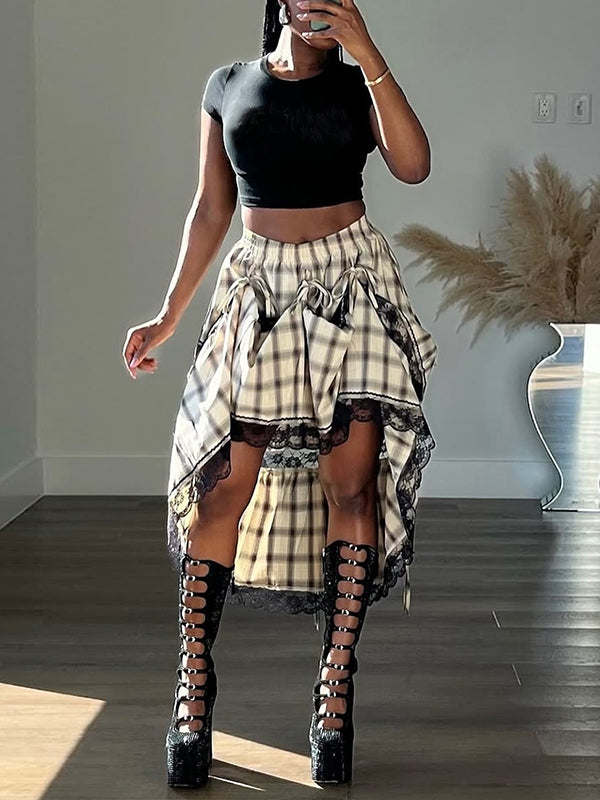 Checked Two-Way Skirt