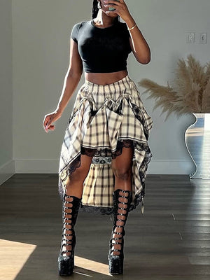 Checked Two-Way Skirt