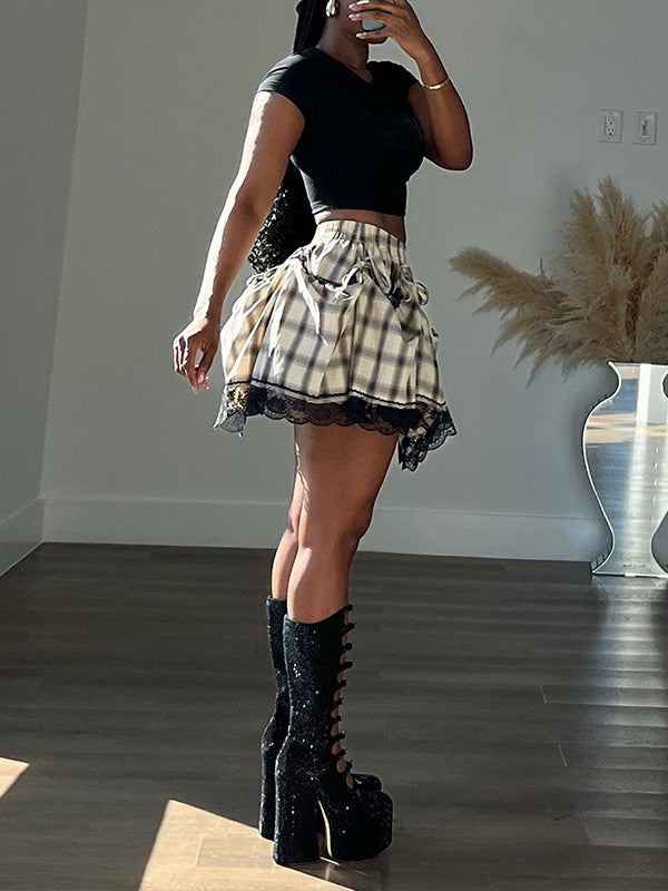 Checked Two-Way Skirt