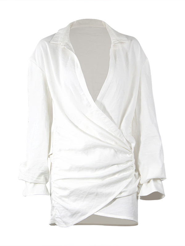 Robe chemise portefeuille unie