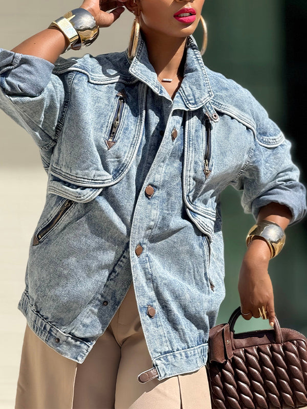 Jeansjacke mit Knopfleiste