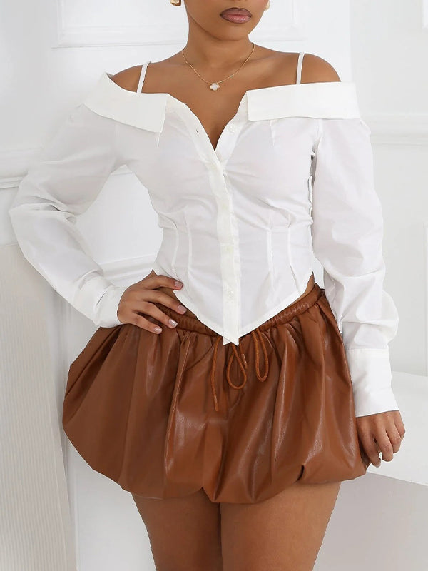 Chemise unie à épaules dénudées