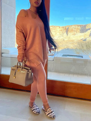 Dreiteiliges Set mit U-Boot-Ausschnitt