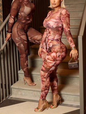 Floral Skinny Pants Set