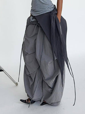 Draped Wide-Leg Pants