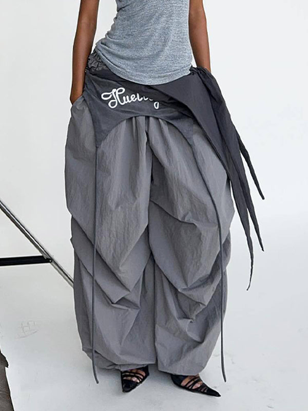 Draped Wide-Leg Pants