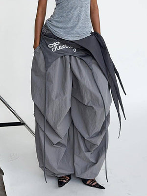 Draped Wide-Leg Pants