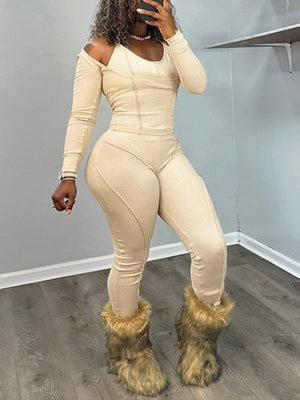 Solid Halter Three-Piece Set