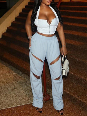 Tied-Cuff Zip Pants