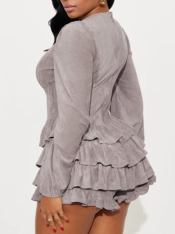 Lace-Up Ruffle Dress