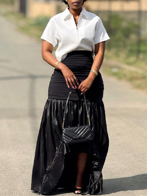 Ruched Combo Skirt