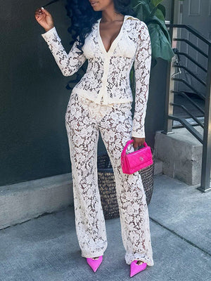 Lace Shirt & Pants Set