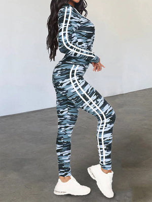 Camo Zip-Front Hoodie & Pants Set