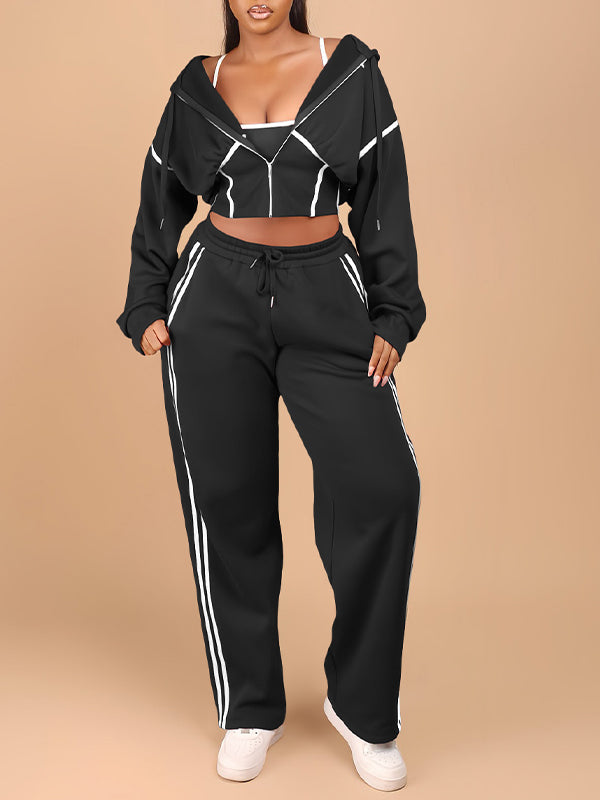 Stripe Zip-Front Hoodie 3PC Set
