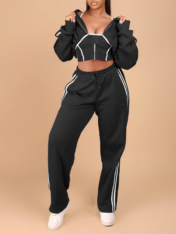 Stripe Zip-Front Hoodie 3PC Set