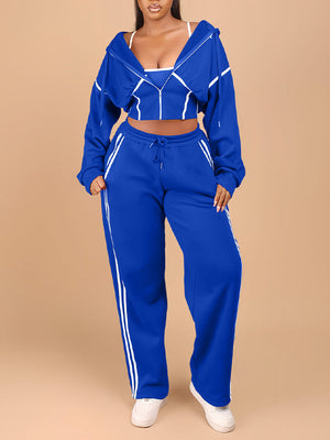 Stripe Zip-Front Hoodie 3PC Set