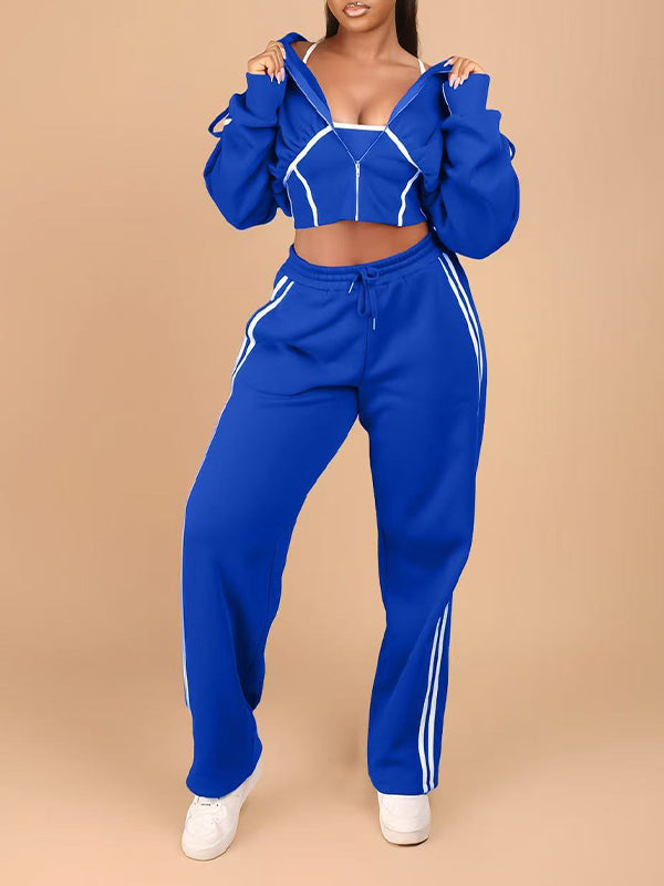 Stripe Zip-Front Hoodie 3PC Set