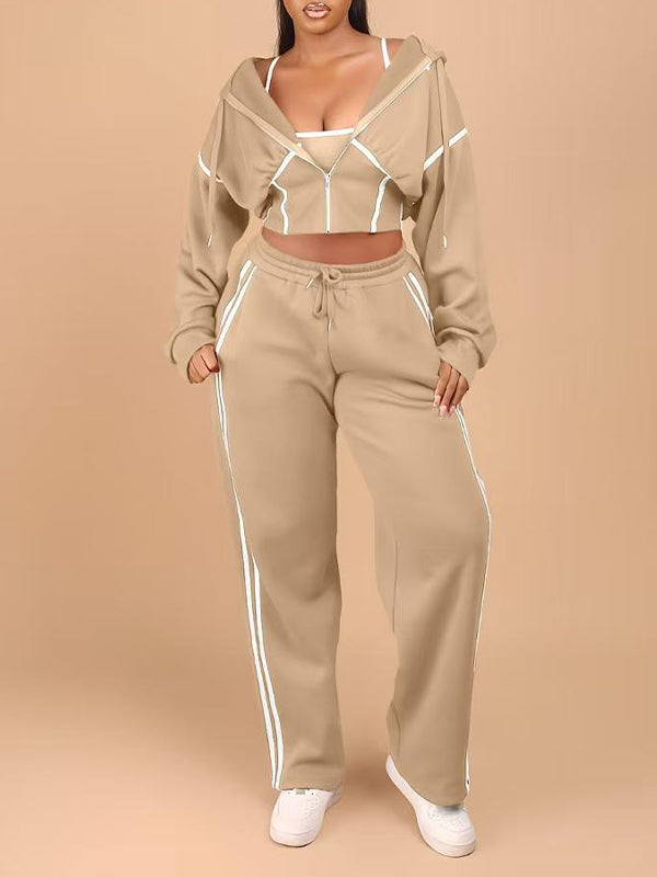 Stripe Zip-Front Hoodie 3PC Set