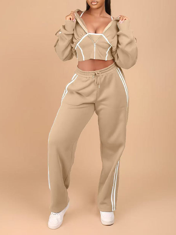 Stripe Zip-Front Hoodie 3PC Set