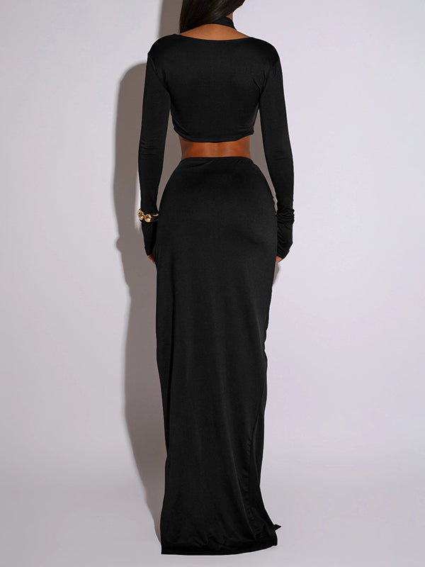 Halter Side-Slit Maxi Dress