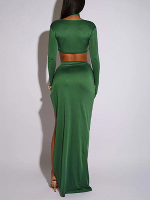 Halter Side-Slit Maxi Dress