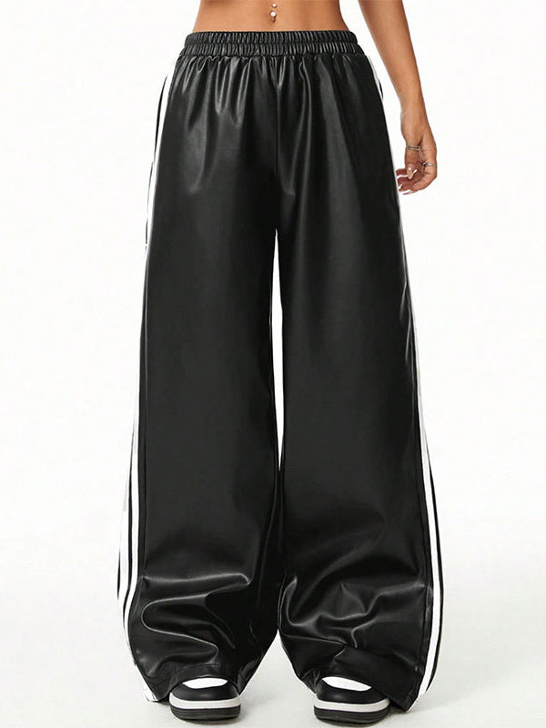 Side-Stripe Faux-Leather Pants