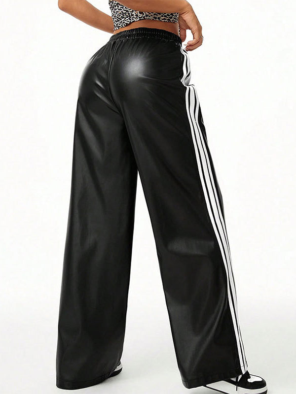 Side-Stripe Faux-Leather Pants