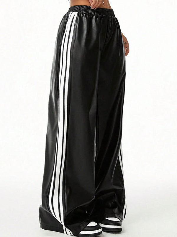 Side-Stripe Faux-Leather Pants