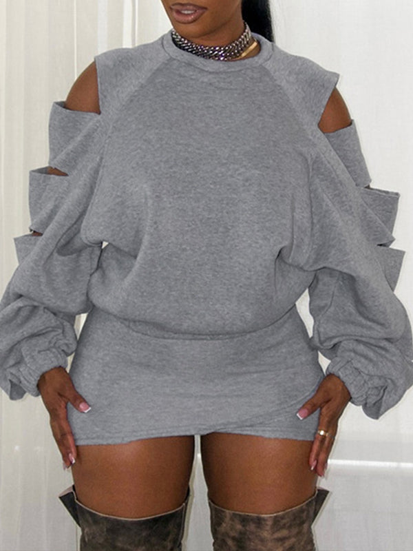 Ripped Sweatshirt & Skirt Set