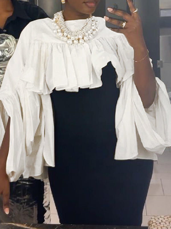 Solid High-Low Ruffle Top