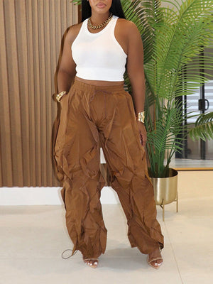 Solid Ruched Combo Pants