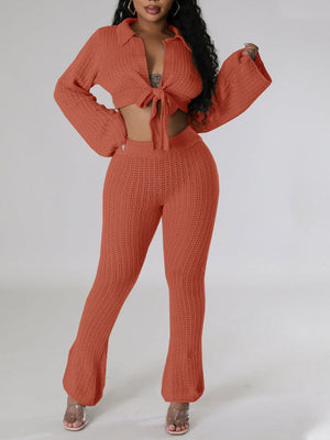 Knit Tied Top & Pants Set