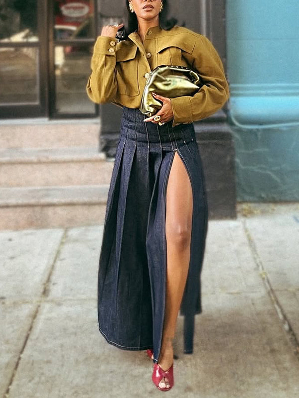 Solid Button-Front Cargo Jacket