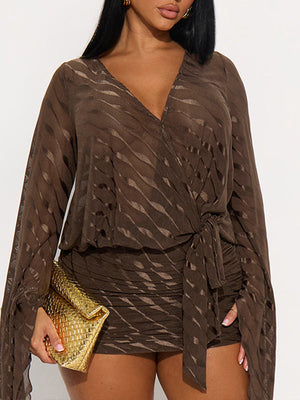 Stripe V-Neck Wrapped Dress