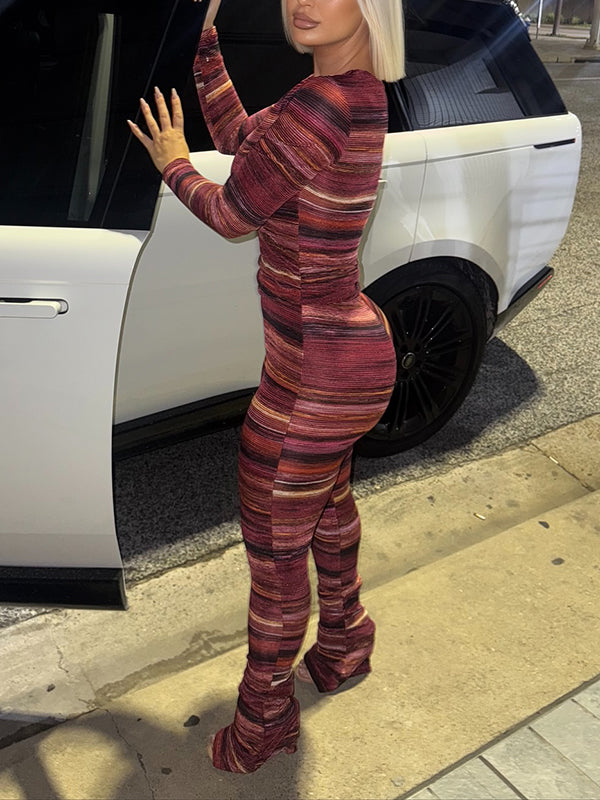 Stripe Printed Top & Pants Set