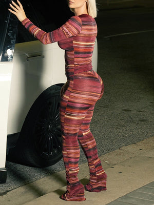 Stripe Printed Top & Pants Set