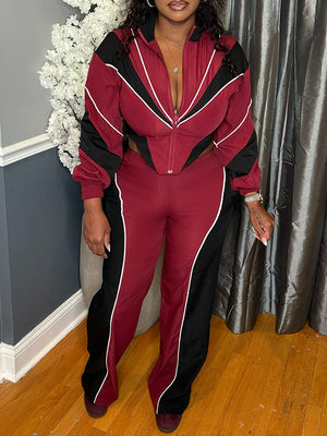 Colorblock Zip-Front Jacket & Pants Set