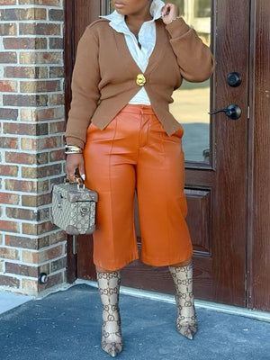 Faux-Leather Culotte Shorts