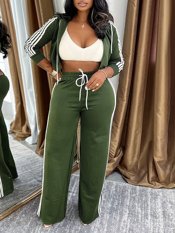 Side-Stripe Zip Hoodie & Pants Set