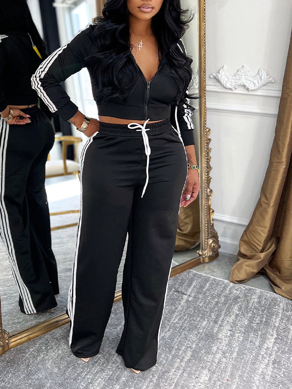 Side-Stripe Zip Hoodie & Pants Set
